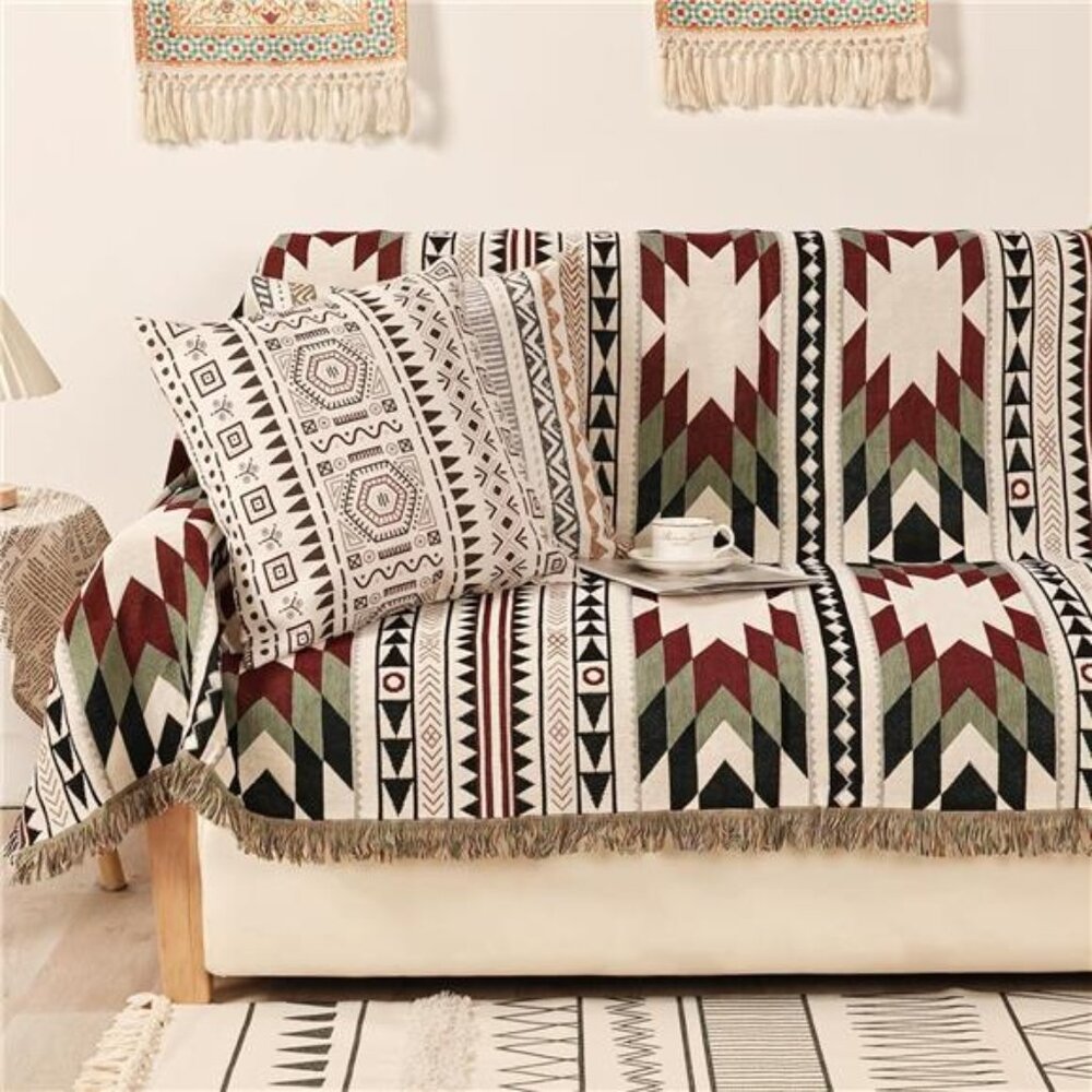 Boho Throw Blanket Reversible Cotton Tapestry Hippie Room Decor